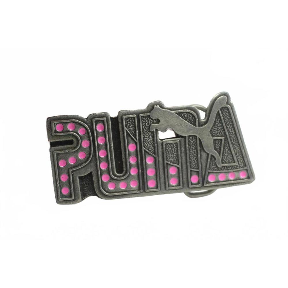 Vintage Puma Metal Belt Buckle with Pink Accents